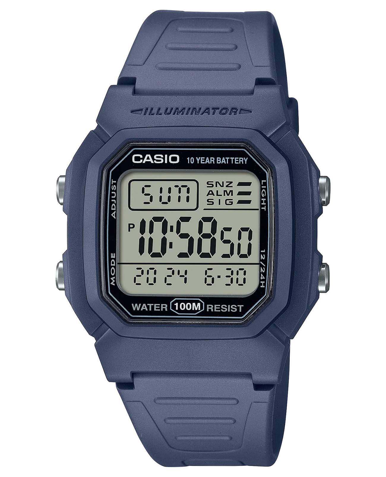 Casio Casio Collection W-800H-2AVDF  W-800H-2AVDF кварцевые мужские часы  циферблат, браслет силикон — вид спереди